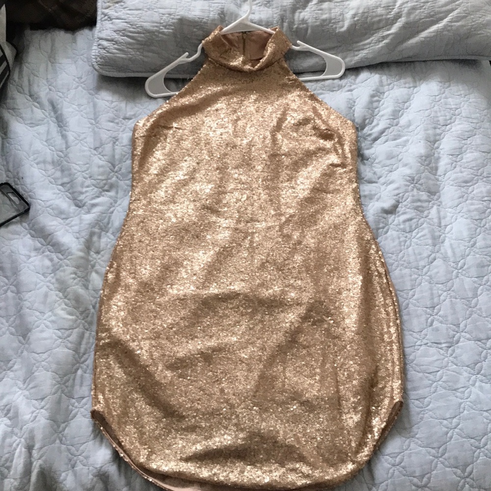 Fashion nova gold sequin mini dress